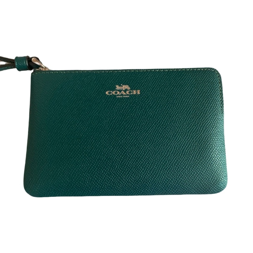 Coach Corner Zip Wristlet in Emerald Green - Picture 4 of 8